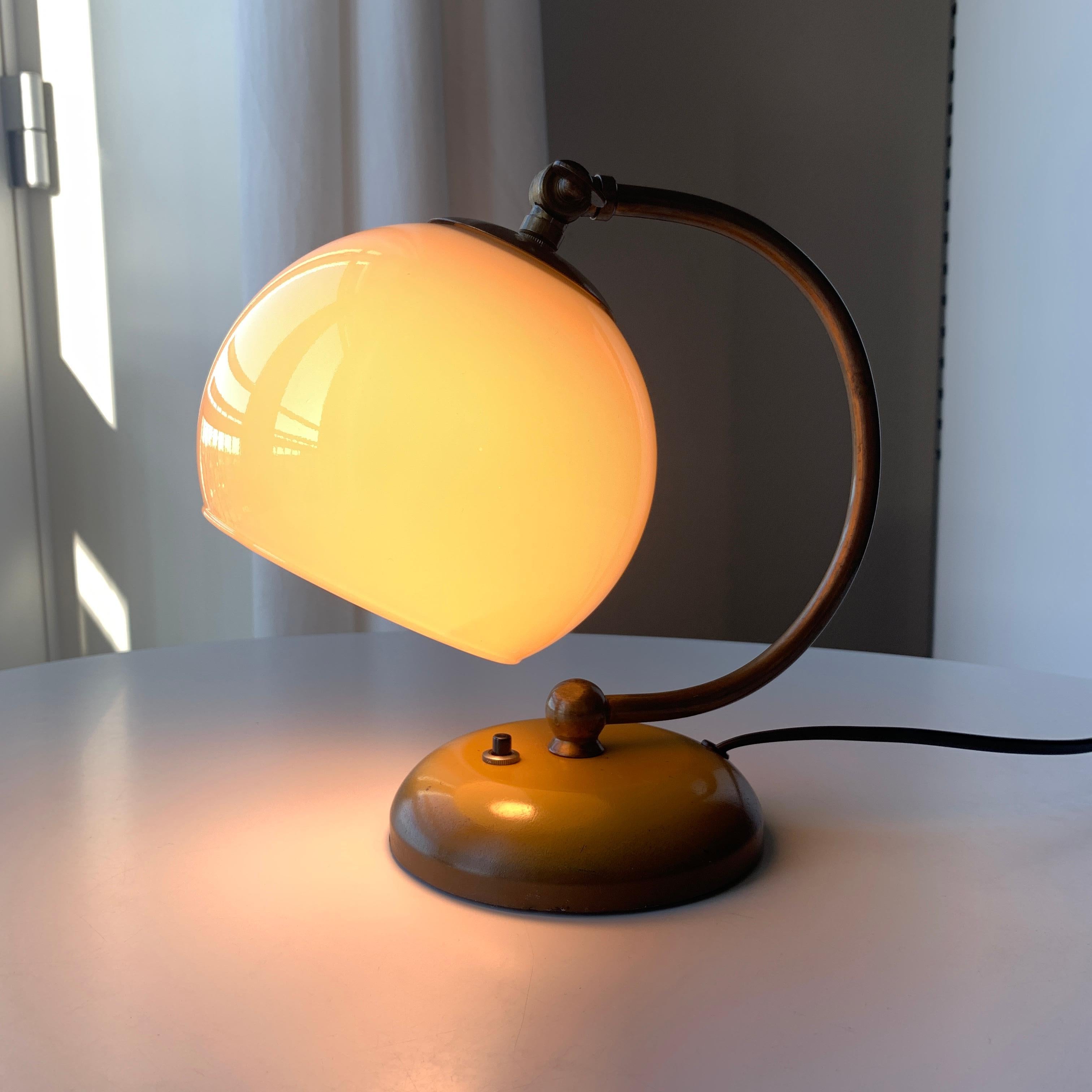 Patinated Danish Art Deco Bedside Table Lamp Fog & Mørup For Sale