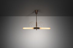 Danish Art Deco Brass Hanging Lamp, Denmark 1940s