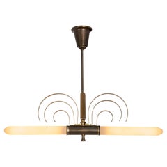 Danish Art Deco Brass Hanging Lamp, Denmark 1940s