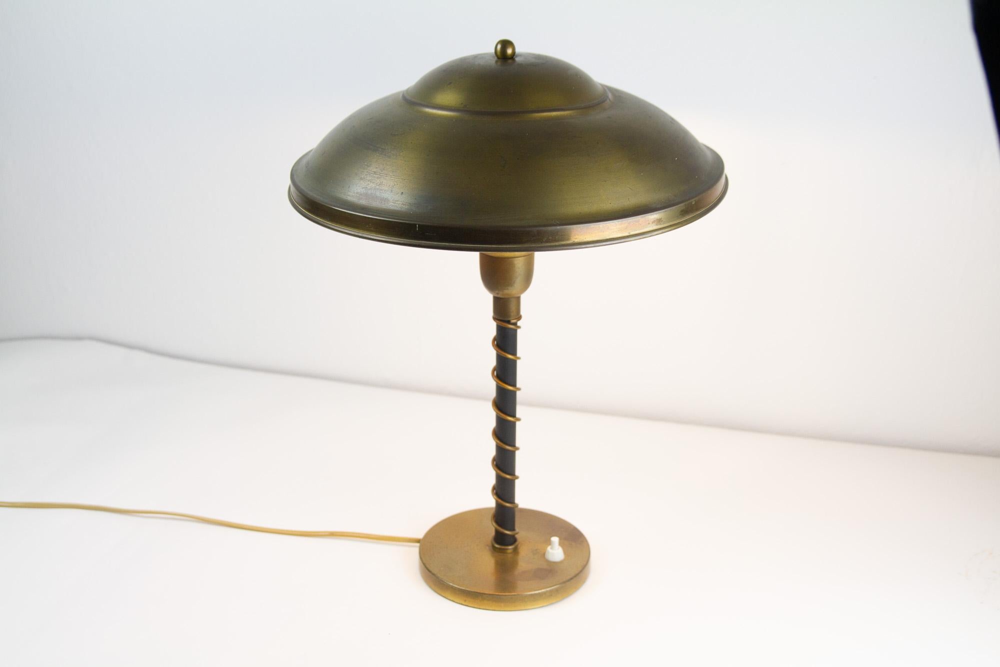 Danish Art Deco Brass Table Lamp, 1930s. For Sale 9