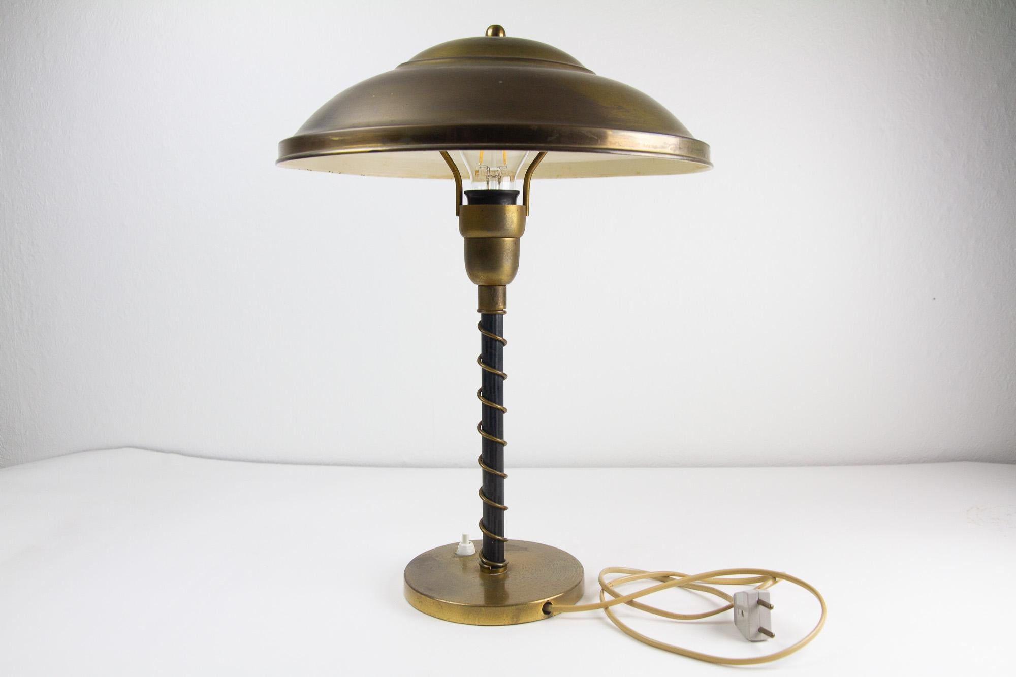 Danish Art Deco Brass Table Lamp, 1930s. For Sale 12