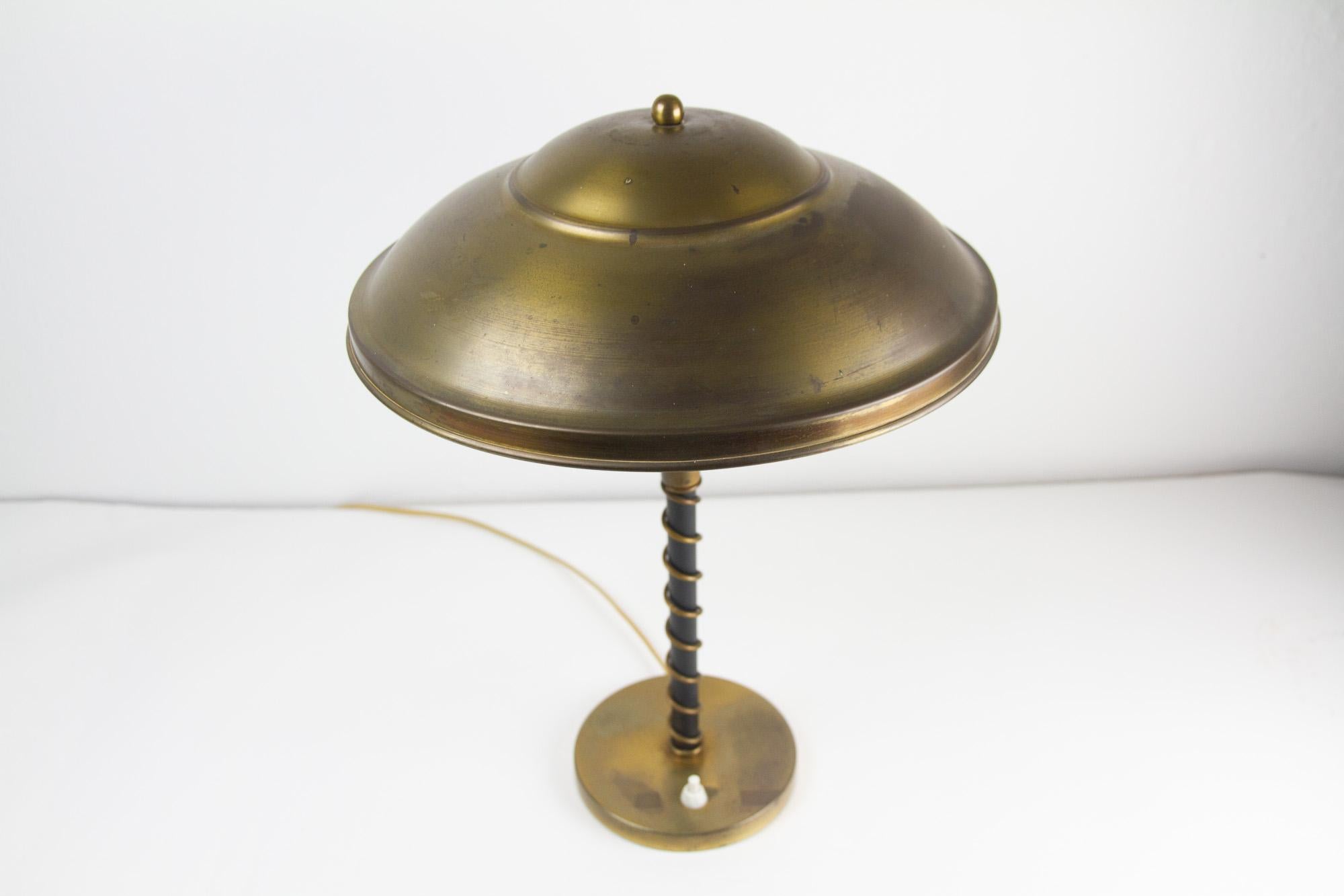 Mid-20th Century Danish Art Deco Brass Table Lamp, 1930s. For Sale