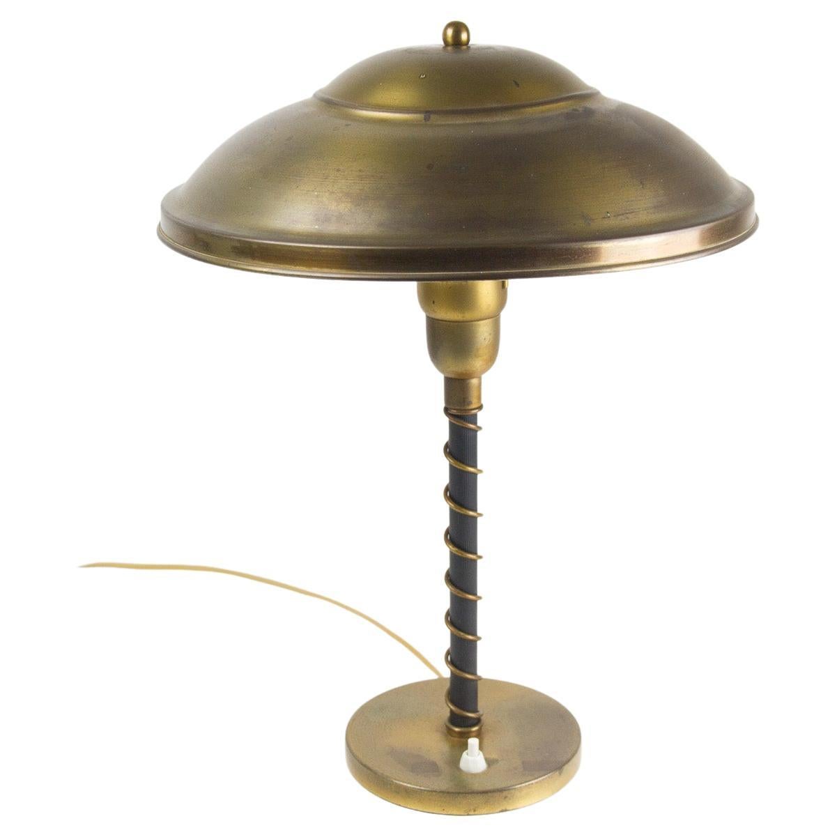 Danish Art Deco Brass Table Lamp, 1930s. For Sale