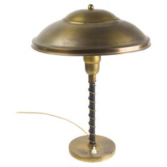 Vintage Danish Art Deco Brass Table Lamp, 1930s.