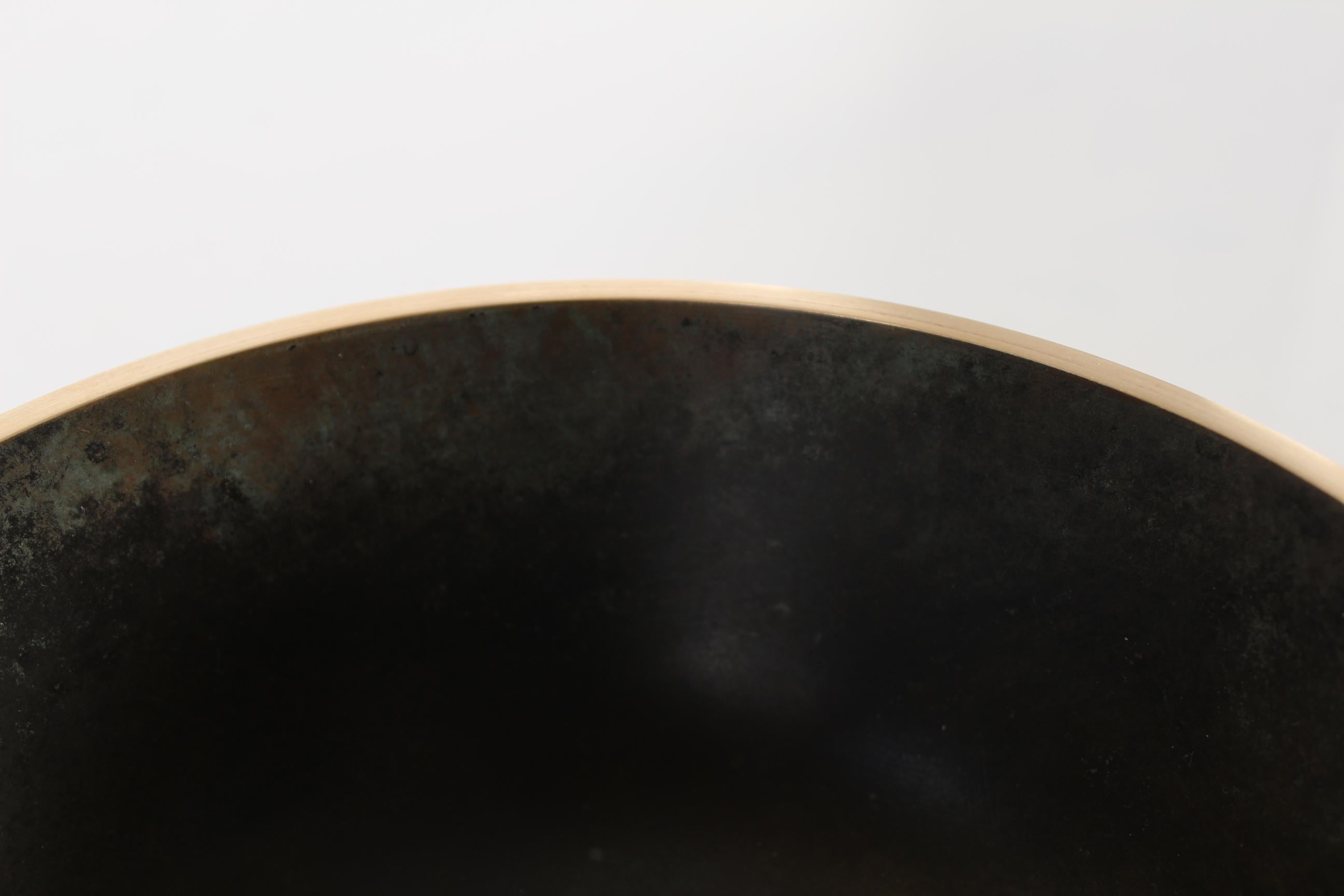 Metalwork Danish Art Deco Bronze Bowl with Brown Patina in Axel Salto and Tinos Style 1950 For Sale