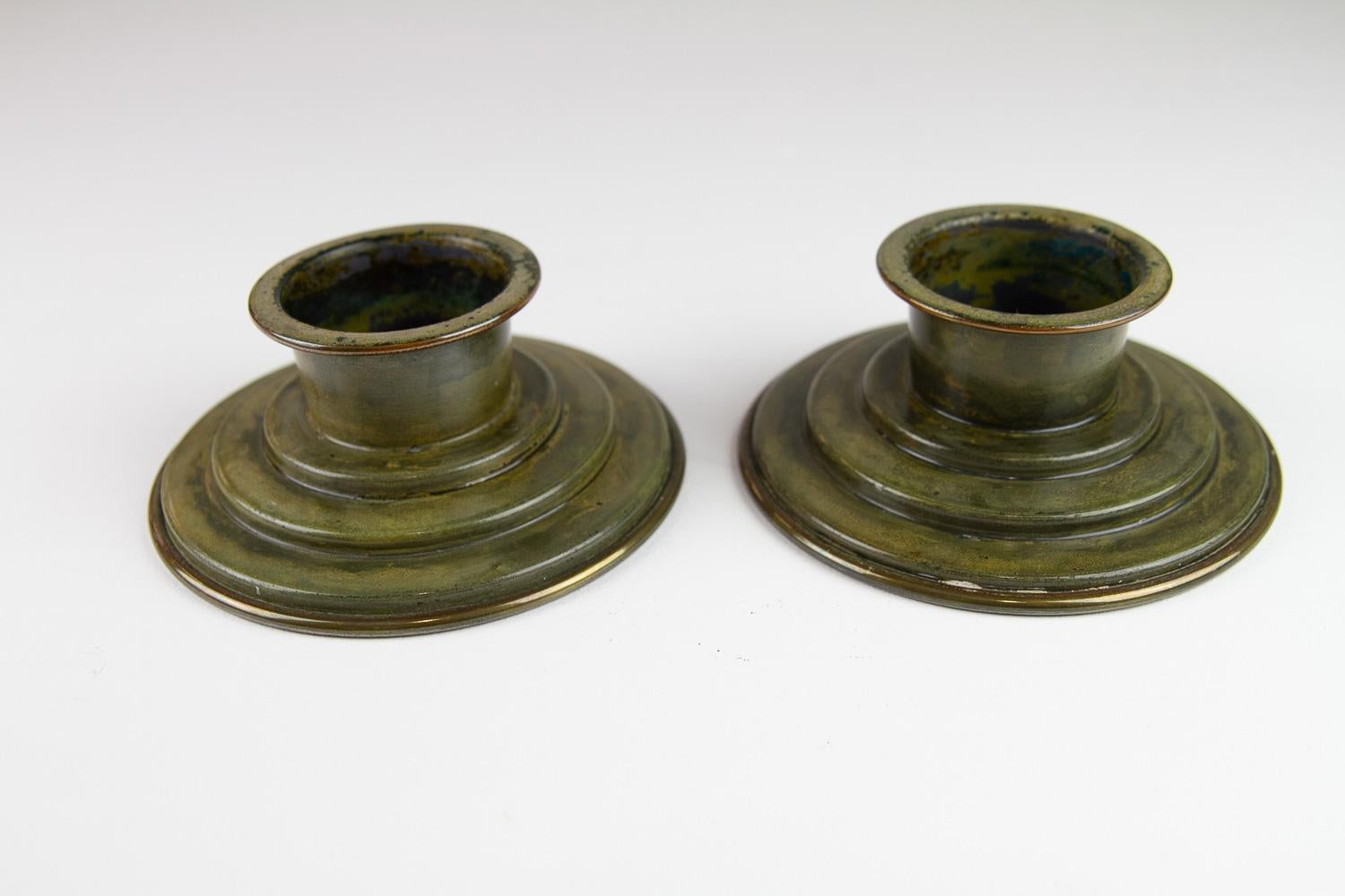Danish Art Deco Bronze Candleholders by HF Bronce, 1930s. For Sale 8