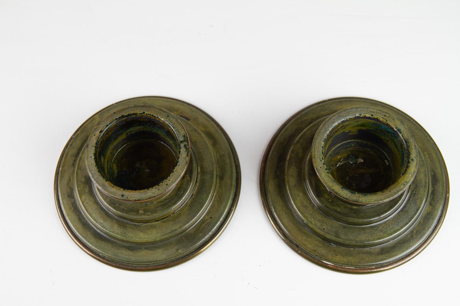 Danish Art Deco Bronze Candleholders by HF Bronce, 1930s. For Sale 9