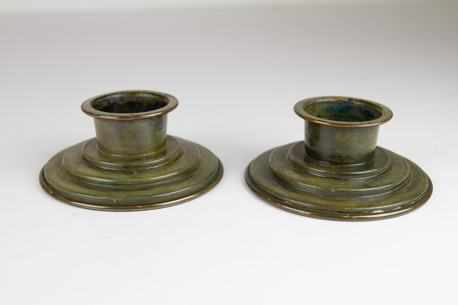 Danish Art Deco Bronze Candleholders by HF Bronce, 1930s. For Sale 10