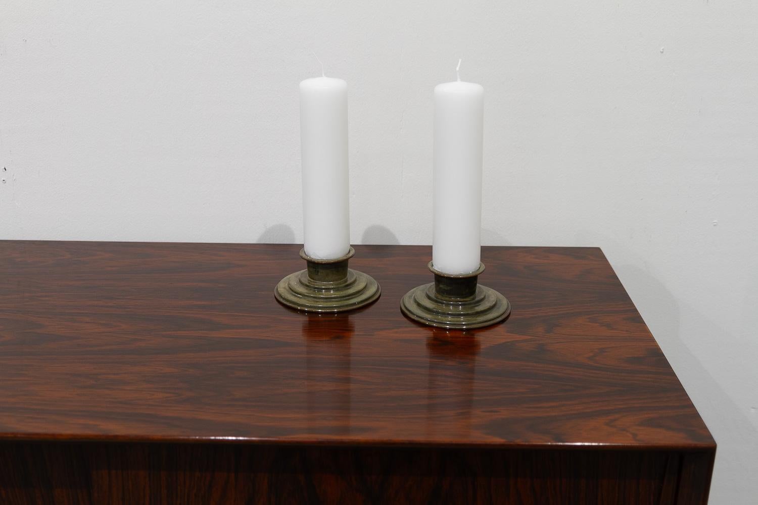 Danish Art Deco Bronze Candleholders by HF Bronce, 1930s. For Sale 12