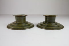 Danish Art Deco Bronze Candleholders by HF Bronce, 1930s.