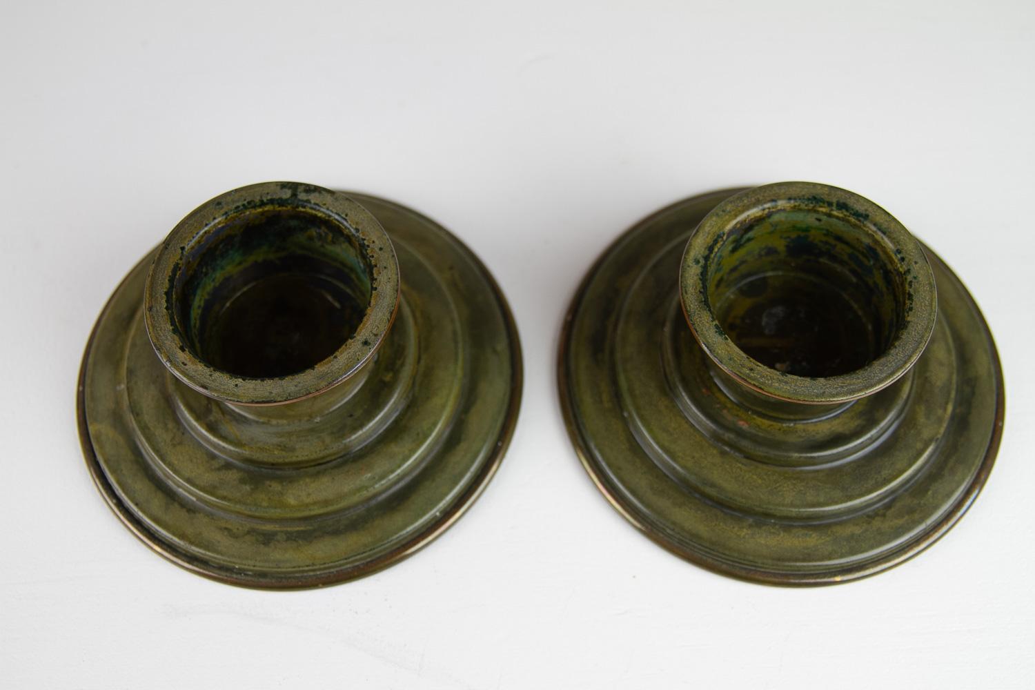 Danish Art Deco Bronze Candleholders by HF Bronce, 1930s. In Good Condition For Sale In Asaa, DK