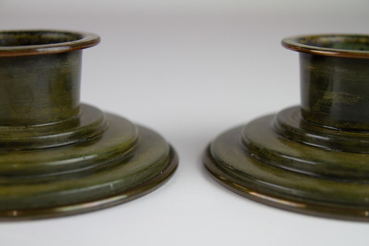 Mid-20th Century Danish Art Deco Bronze Candleholders by HF Bronce, 1930s. For Sale