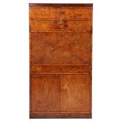Danish Art Deco Bureau in Flame Birch with Fall-Front Writing Surface, 1930s