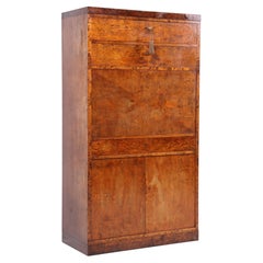 Danish Art Deco Bureau in Flame Birch with Fall-Front Writing Surface, 1930s