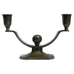 Danish Art Deco Candleholder in Diskometal by Just Andersen, 1930s.