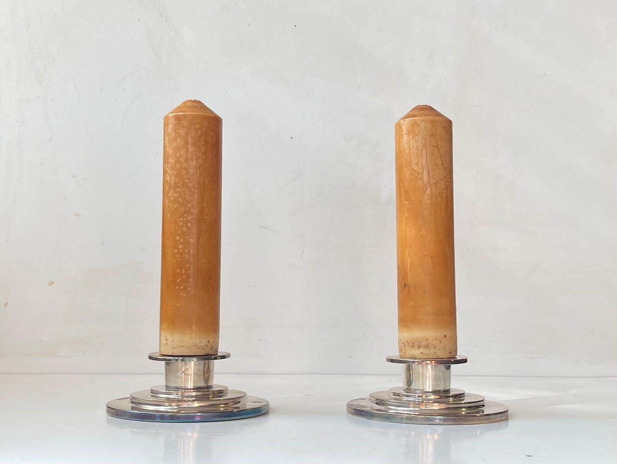 Danish Art Deco Candleholders in Silver Plate, 1930s, - set of 2 For Sale 1