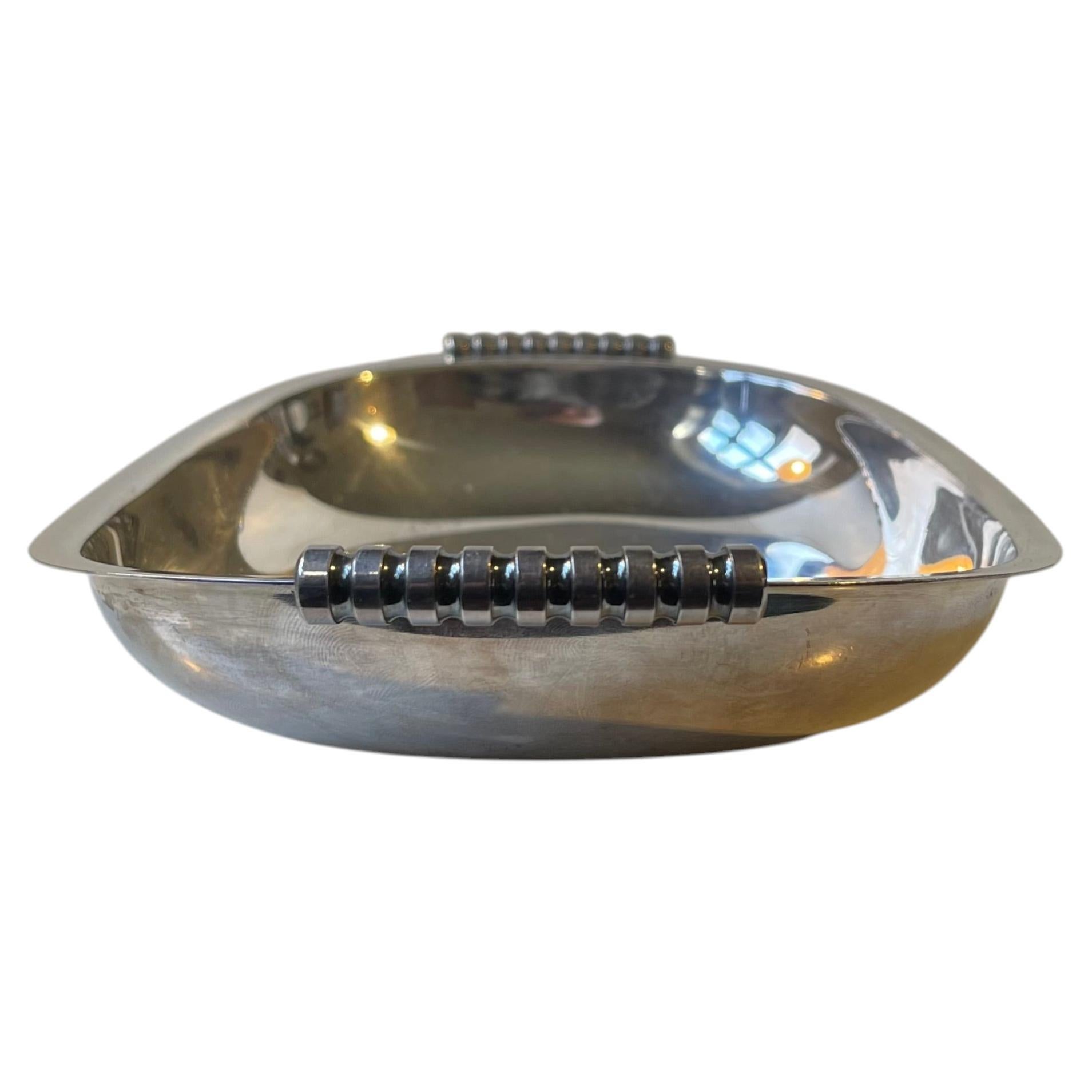 Danish Art Deco Carl M. Cohr Bread Basket in Silver Plated Brass