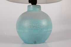 Dänische Art Deco Keramik Tischlampe mit heller türkisfarbener Glasur, 1940er Jahre