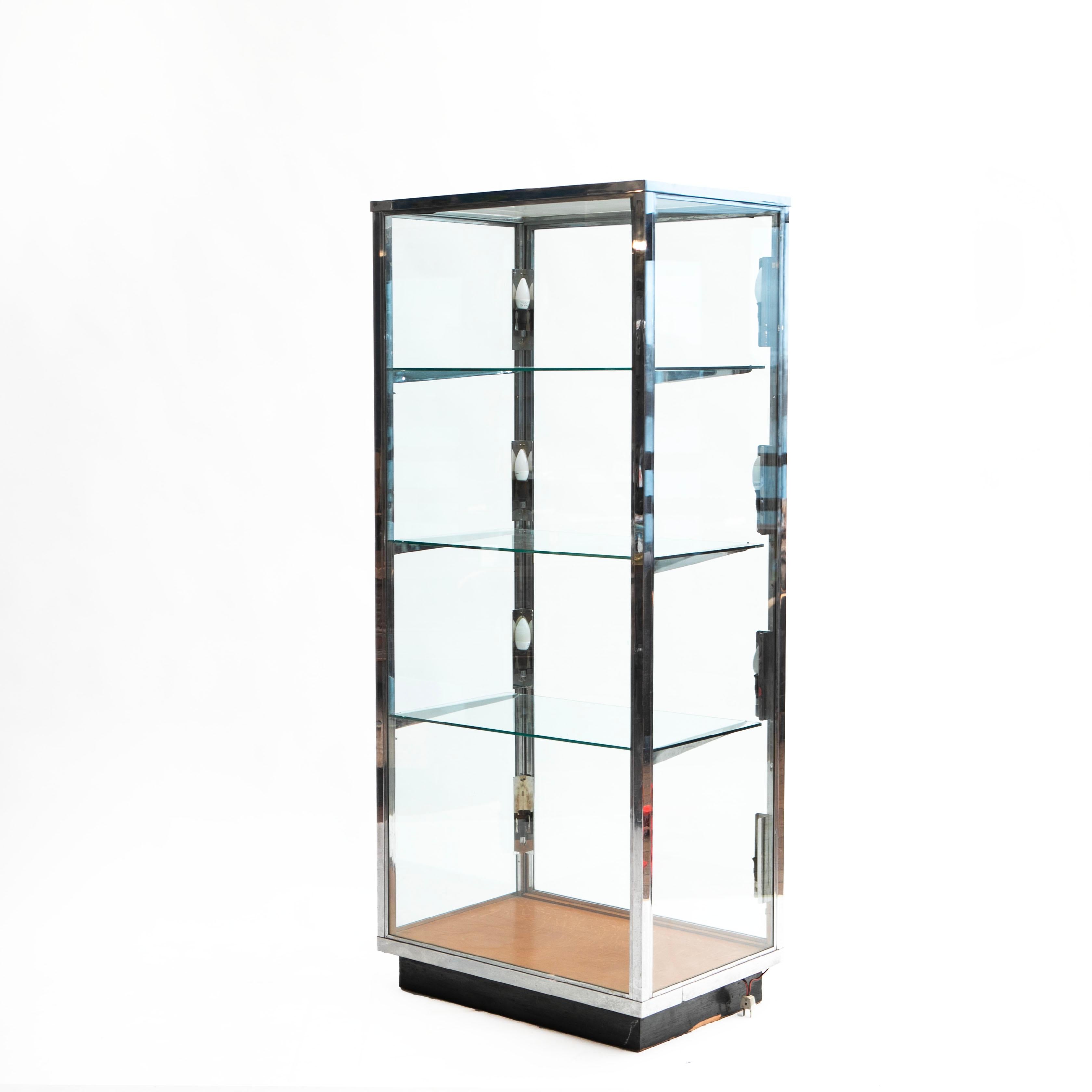 20th Century Danish Art Deco Chrome and Glass Display Cabinet For Sale