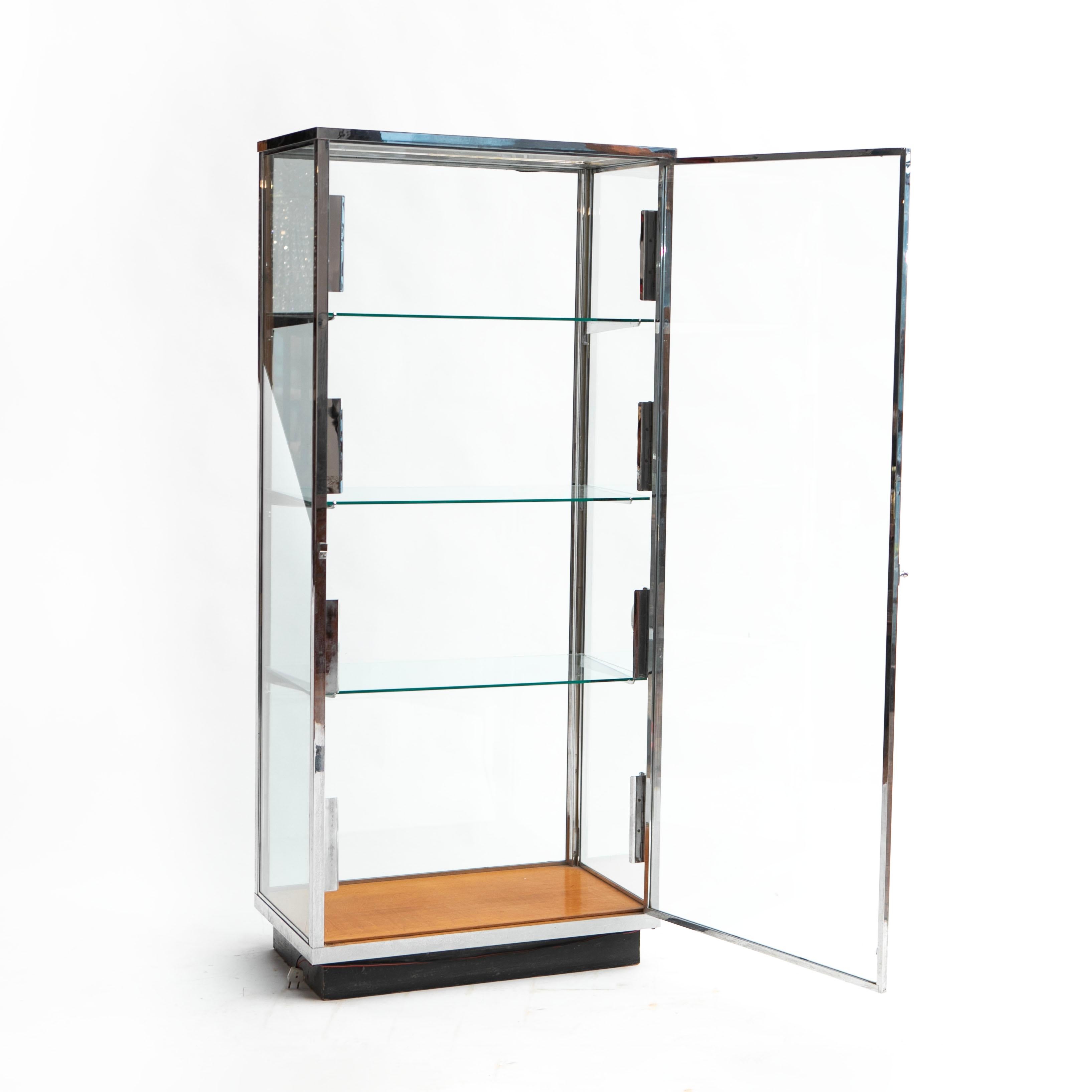 Danish Art Deco Chrome and Glass Display Cabinet For Sale 1