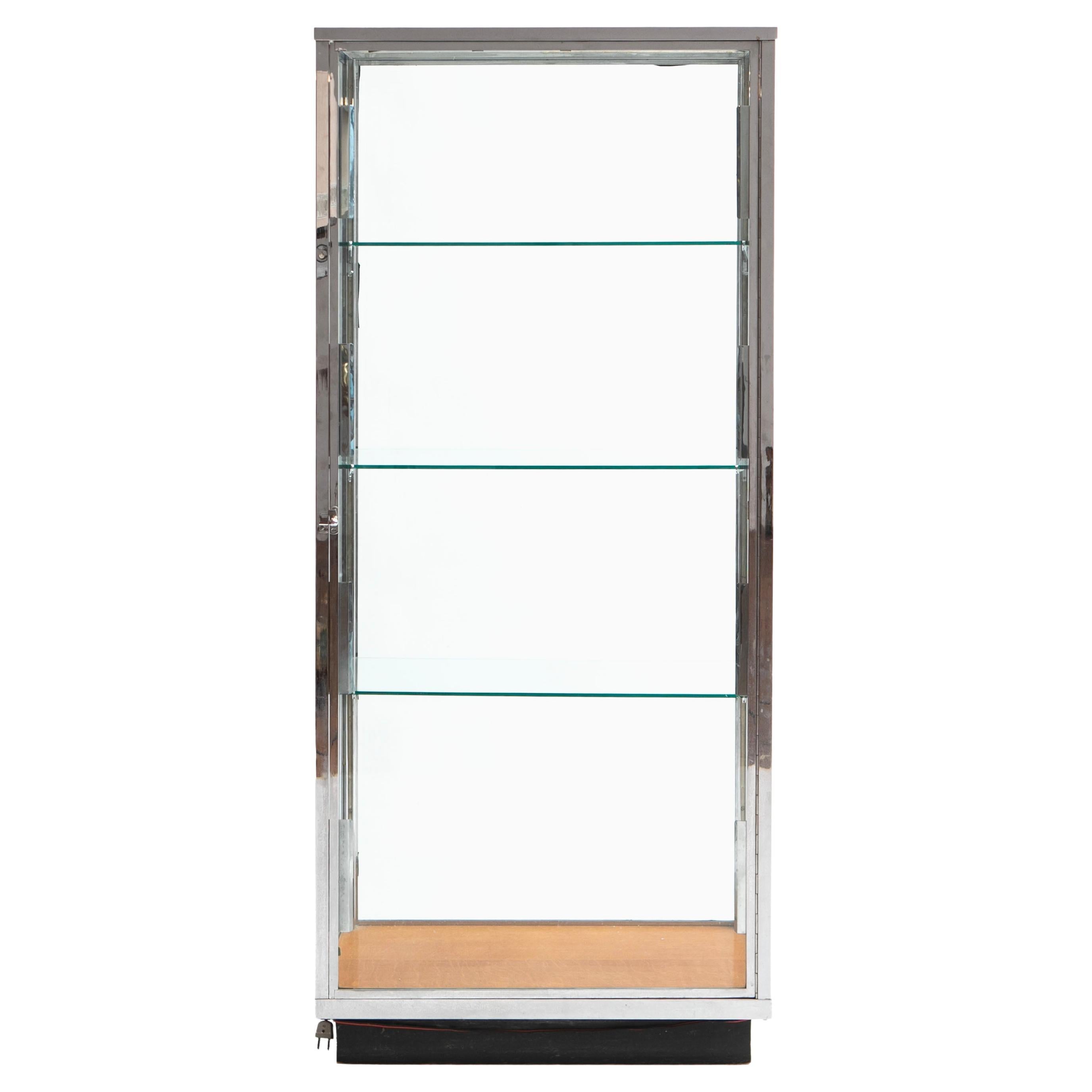 Dänischer Art déco-Vitrinenschrank aus Chrom und Glas im Art déco-Stil im Angebot