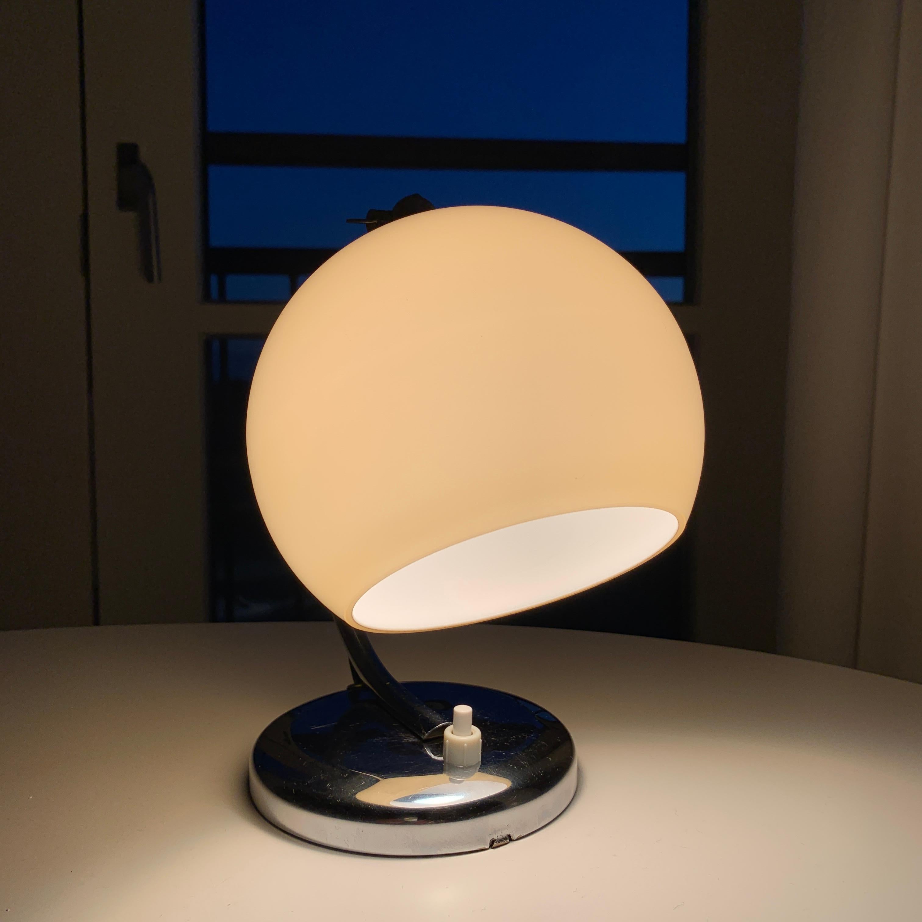 Opaline Glass Danish Art Deco Chrome Table Lamp Fog & Mørup For Sale