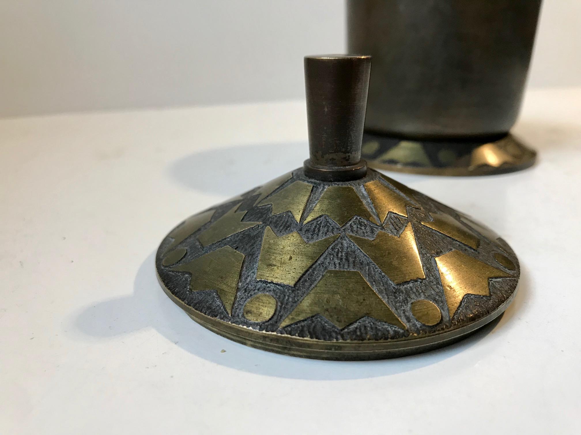 Portasigarette Art Deco danese in bronzo, anni '30 in vendita 1