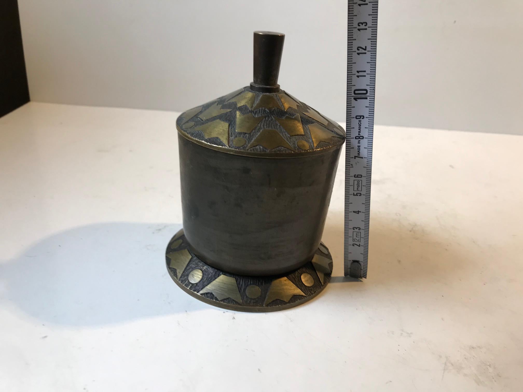 Portasigarette Art Deco danese in bronzo, anni '30 in vendita 2