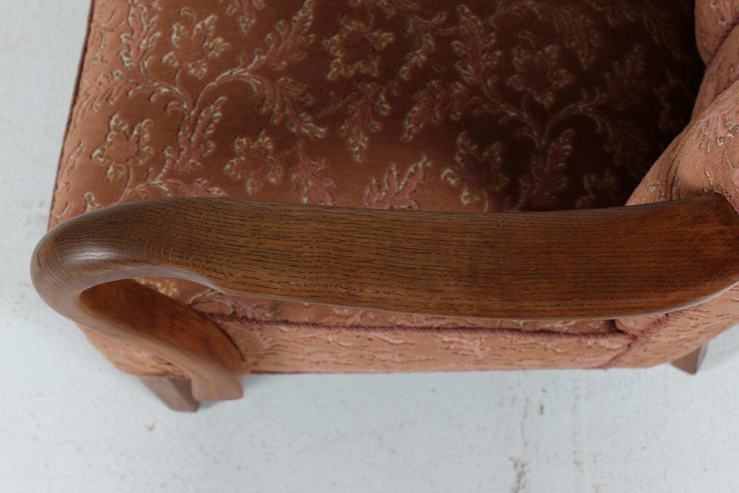 Danish Art Deco Club Chair in Viggo Boesen Style with Floral Velvet 1940s For Sale 7