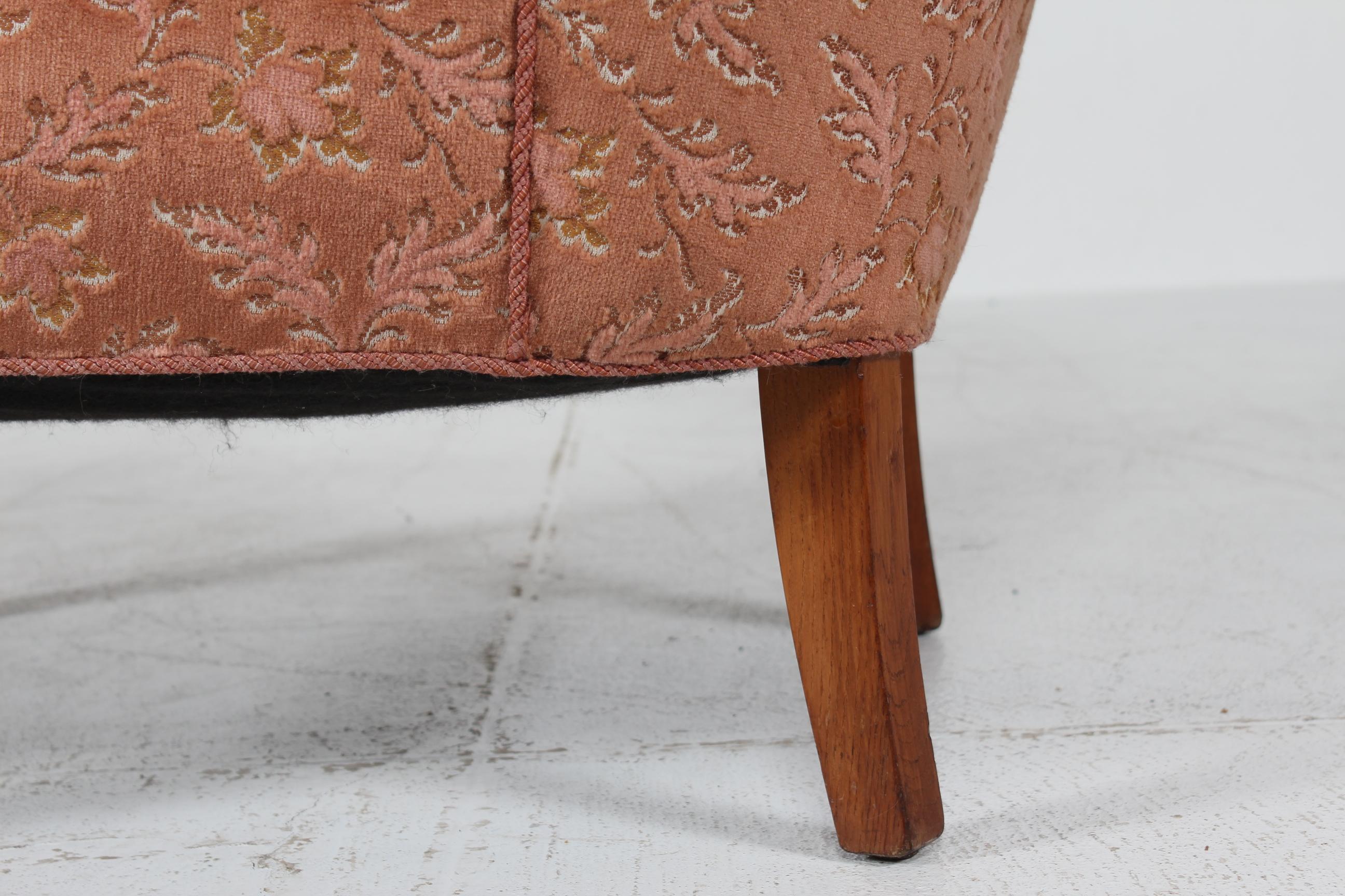 Danish Art Deco Club Chair in Viggo Boesen Style with Floral Velvet 1940s For Sale 9