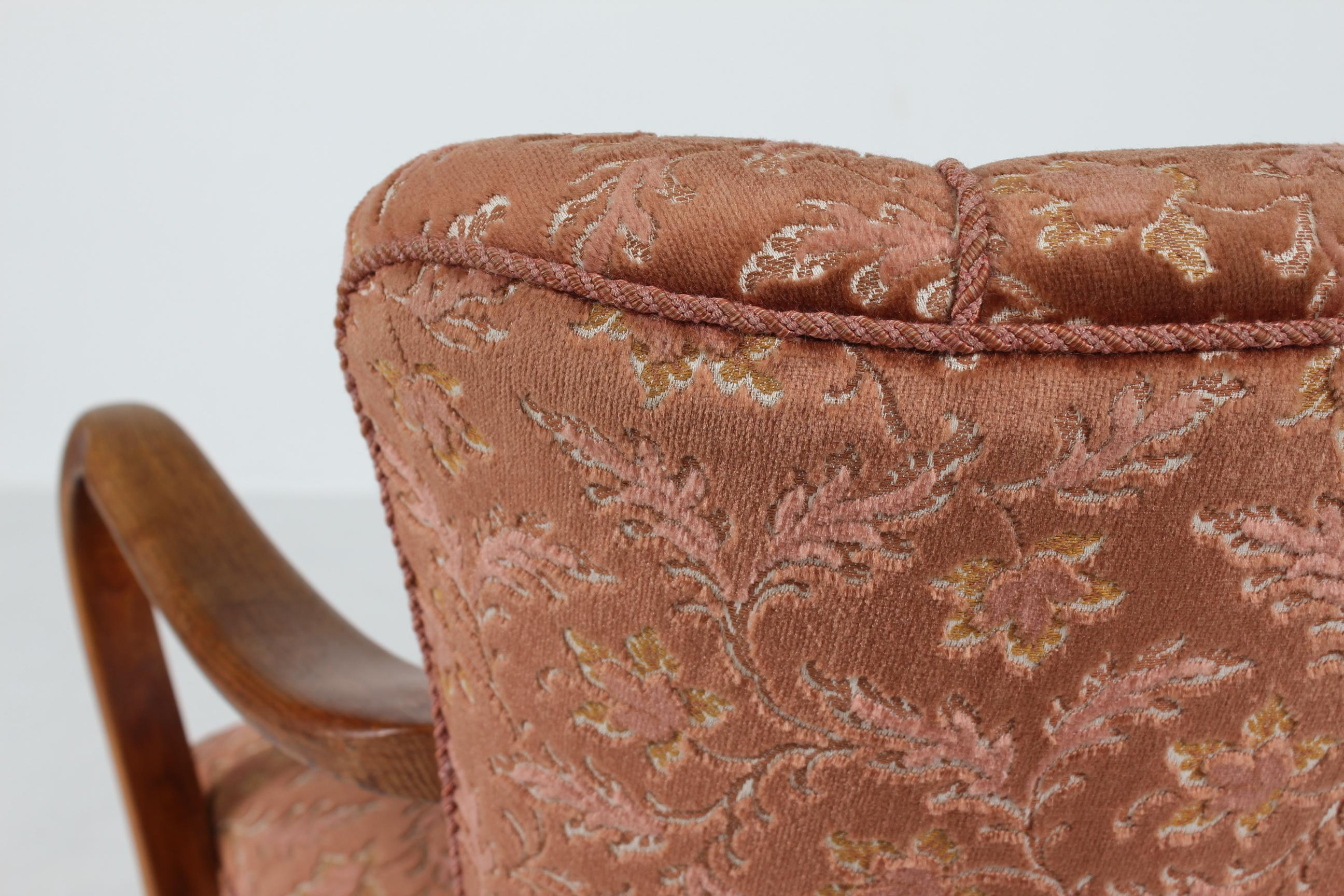 Danish Art Deco Club Chair in Viggo Boesen Style with Floral Velvet 1940s For Sale 12