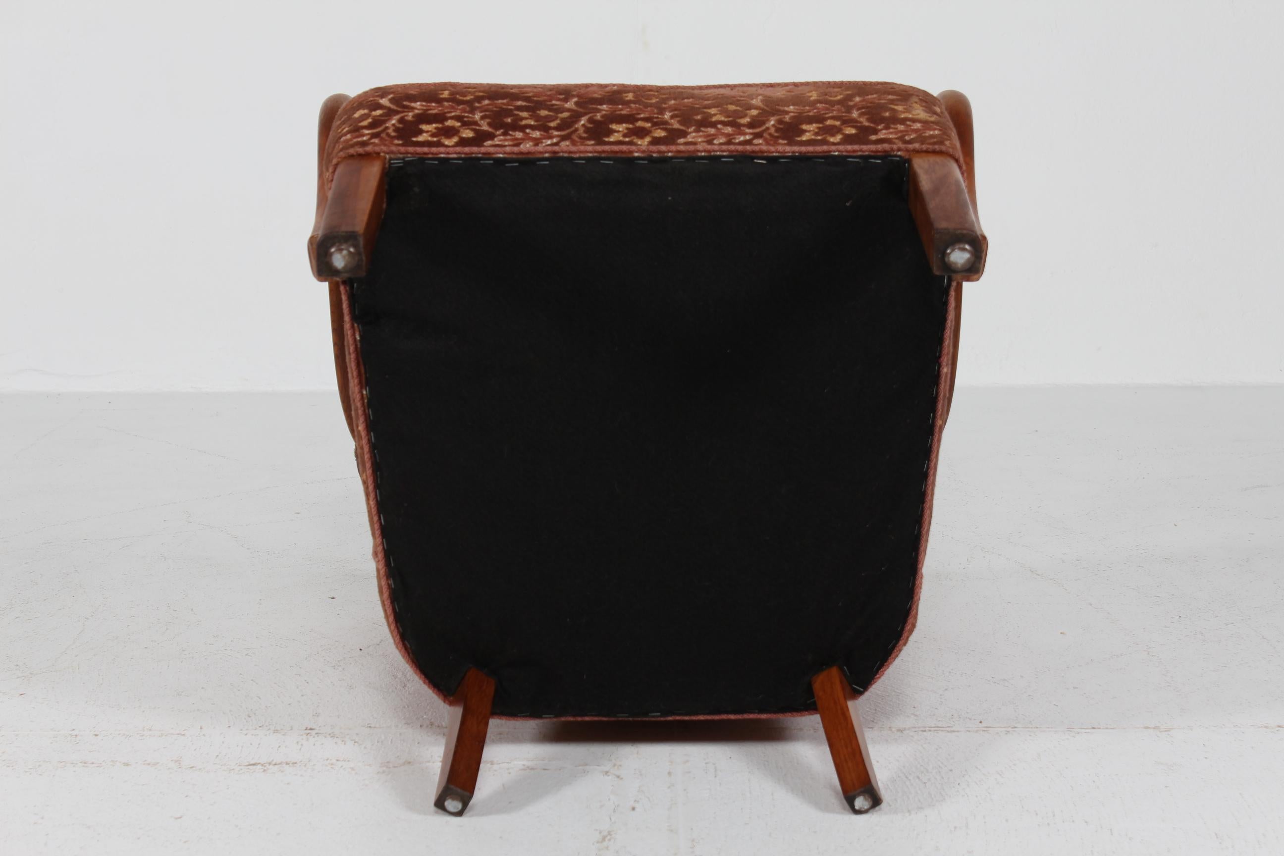 Danish Art Deco Club Chair in Viggo Boesen Style with Floral Velvet 1940s For Sale 13