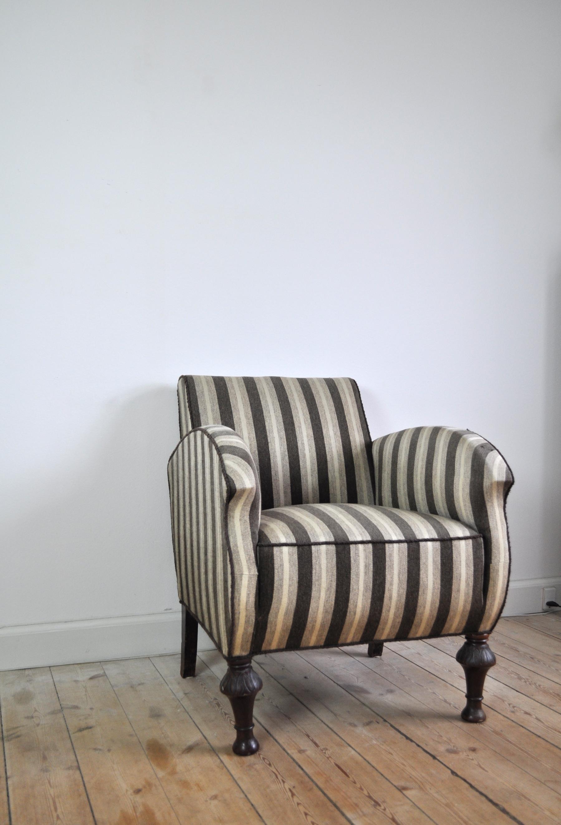 Fabric Danish Art Deco Club or Lounge Chairs, 1920s-1940s