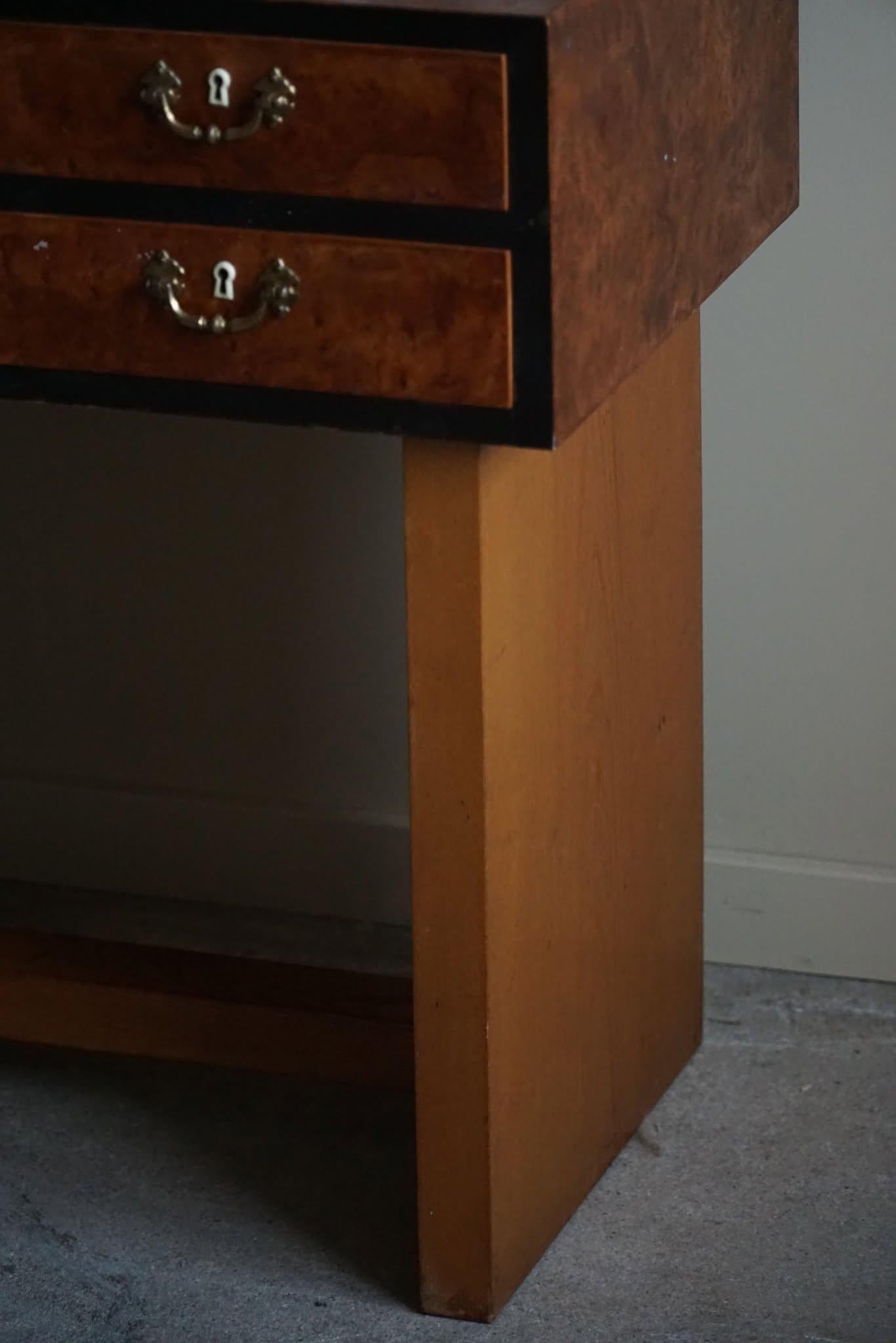 Danish Art Deco Console Table with Drawers in Elm & Burl Wood, 1940s in vendita 6
