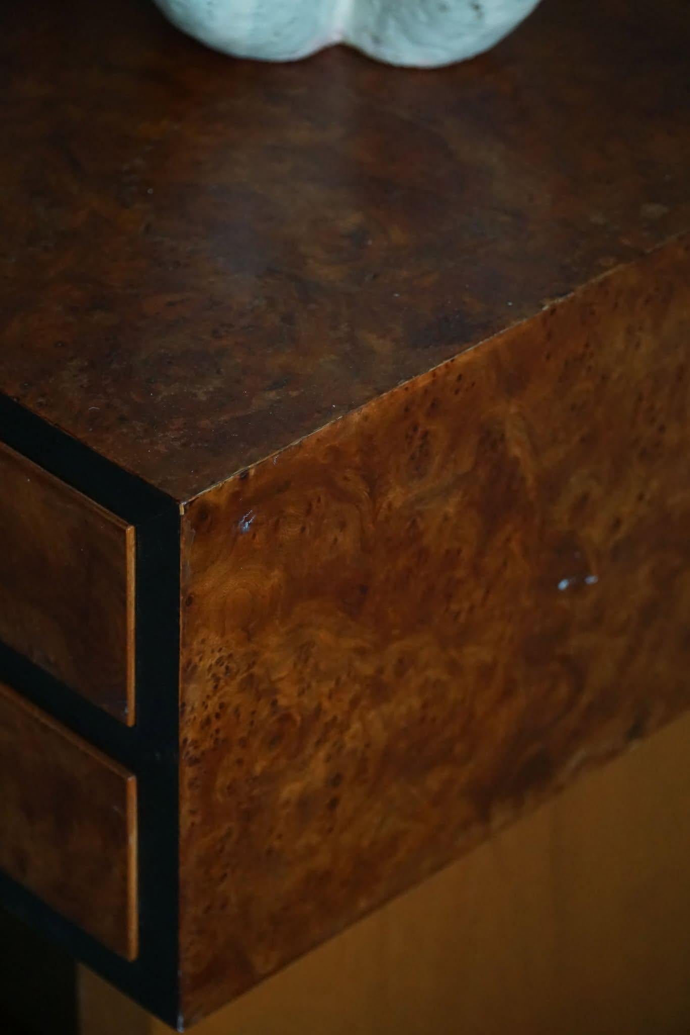 Danish Art Deco Console Table with Drawers in Elm & Burl Wood, 1940s in vendita 7