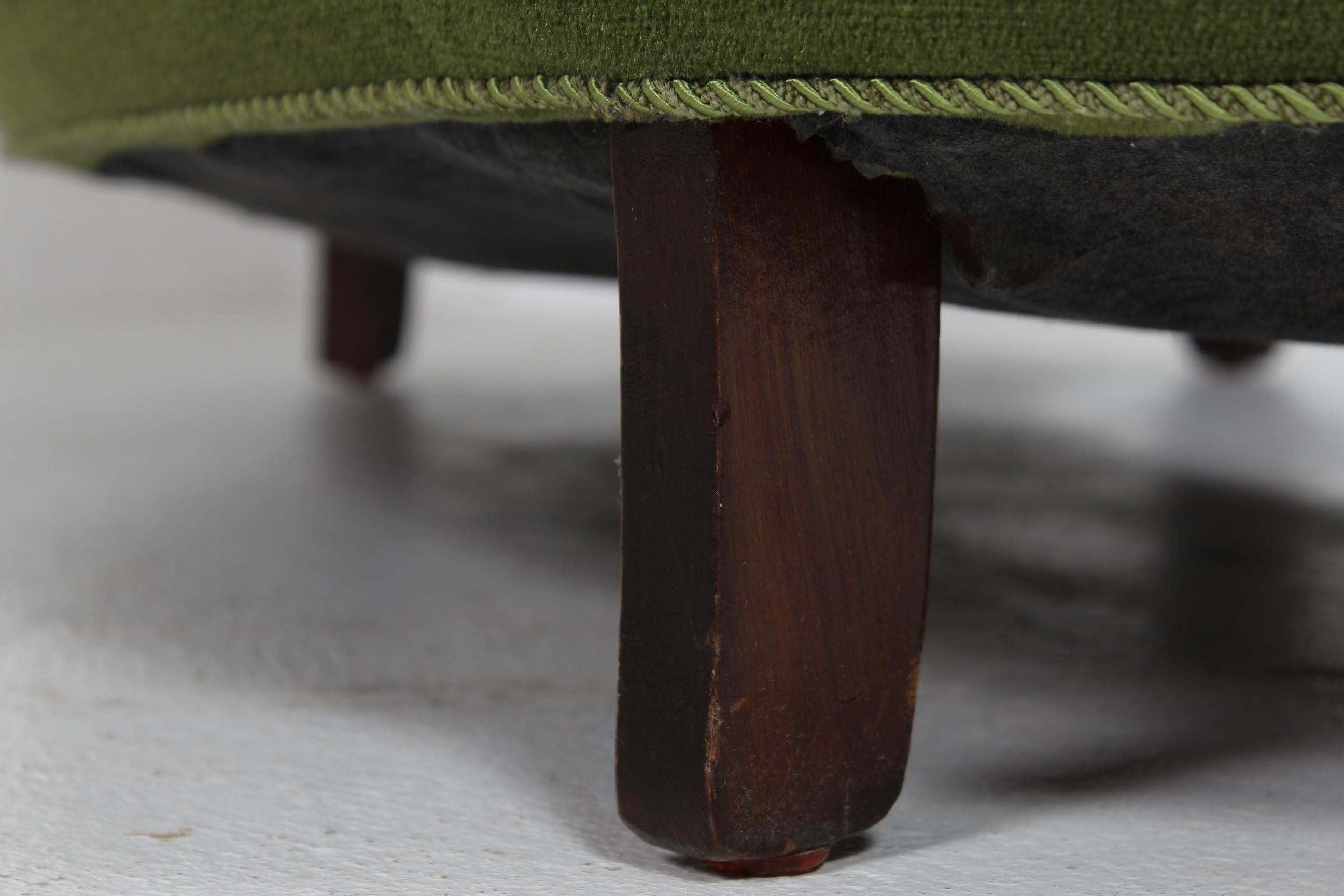 Danish Art Deco Curved Banana Sofa Upholstered with Dark Green Velvet, 1940s 6