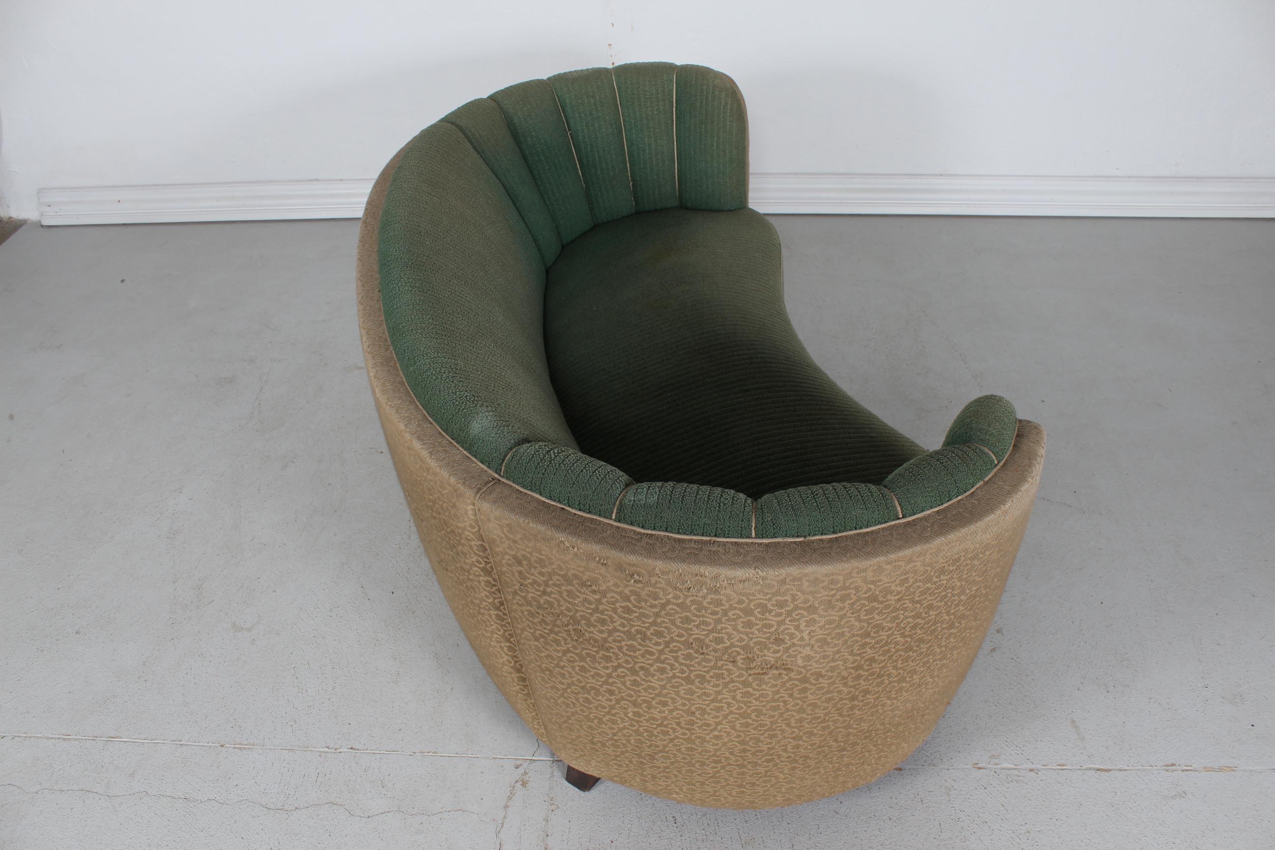 Mid-20th Century Danish Art Deco Curved Sofa Couch 1930s for Reupholstery For Sale