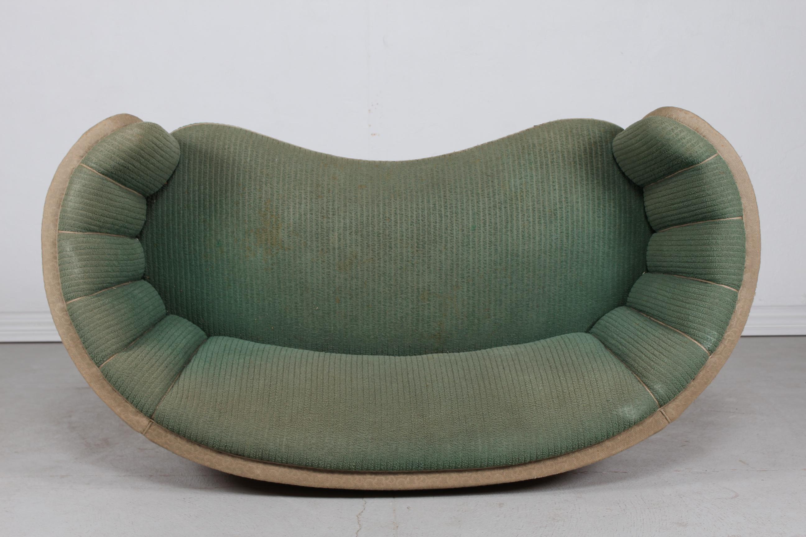 Danish Art Deco Curved Sofa Couch 1930s for Reupholstery For Sale 4