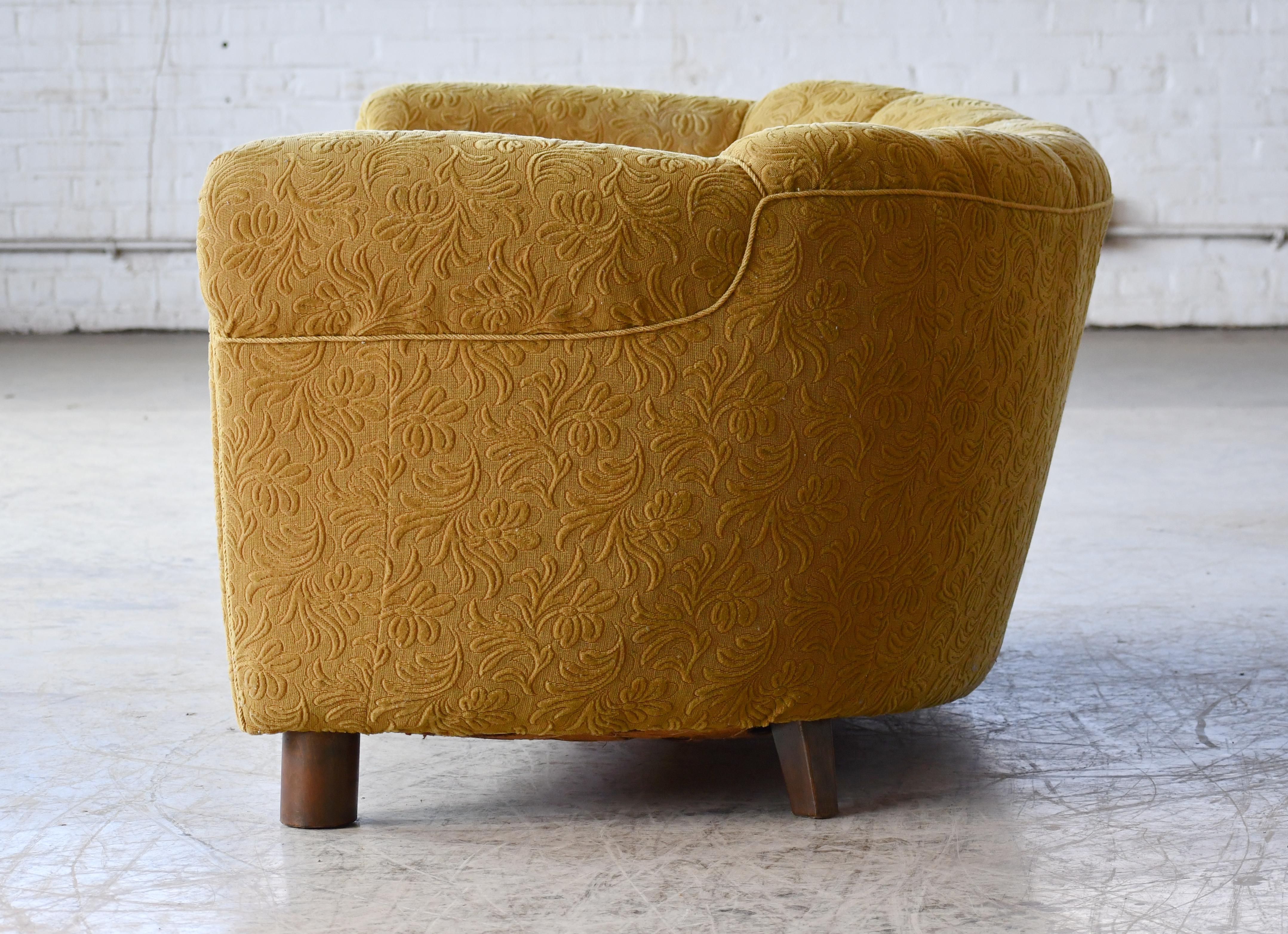 Danish Art Deco Curved Sofa or Loveseat 1930's For Sale 2