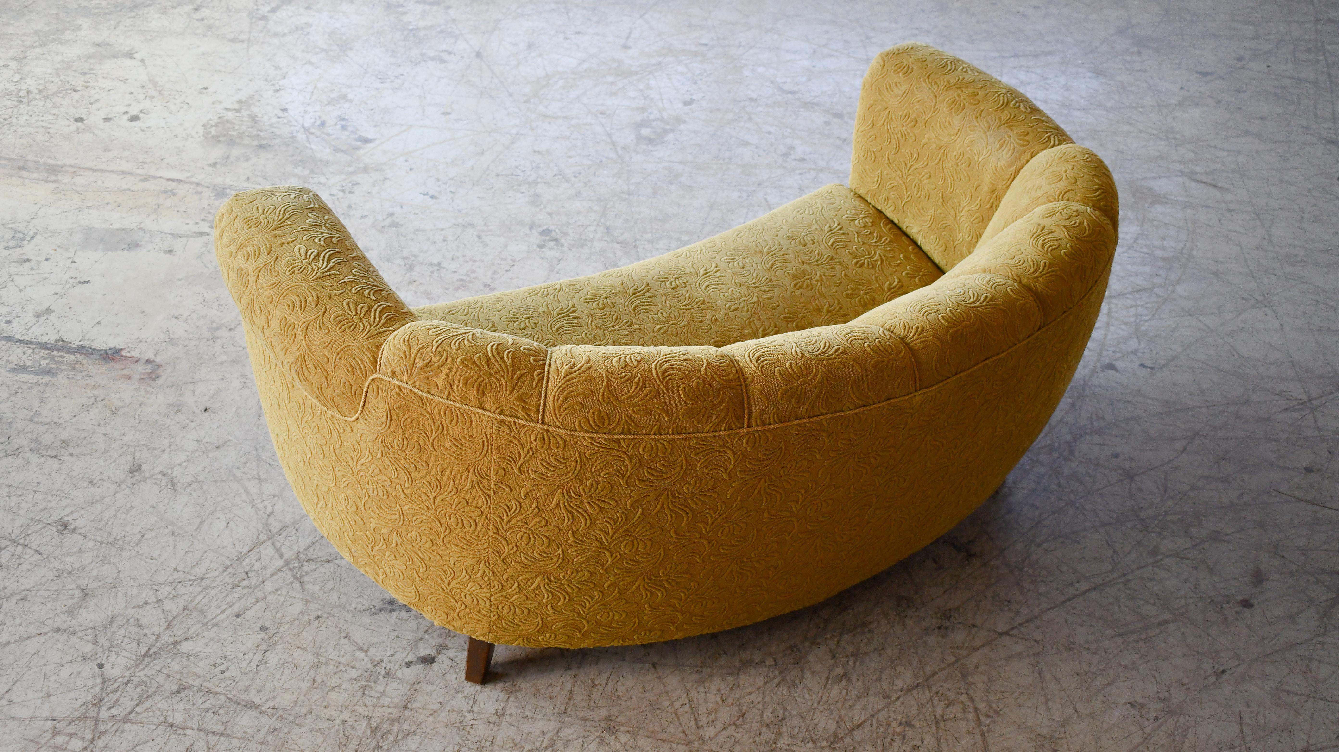 Danish Art Deco Curved Sofa or Loveseat 1930's For Sale 3