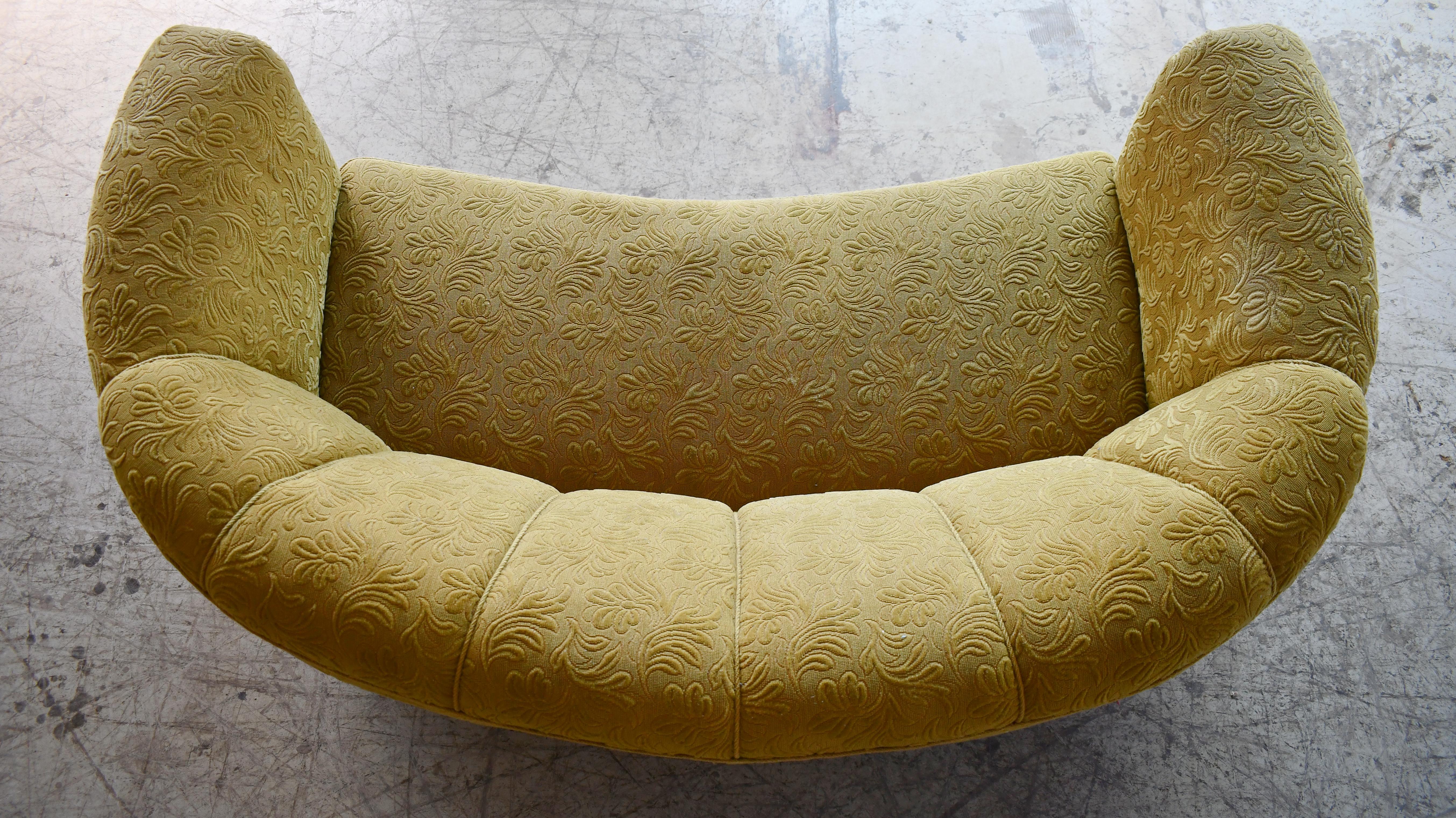 Mid-20th Century Danish Art Deco Curved Sofa or Loveseat 1930's For Sale