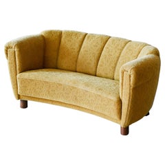 Used Danish Art Deco Curved Sofa or Loveseat 1930's
