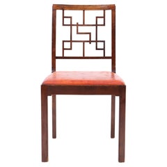 Danish Art Deco Dining Chair in Stained Beech and Original Leather, 1930s