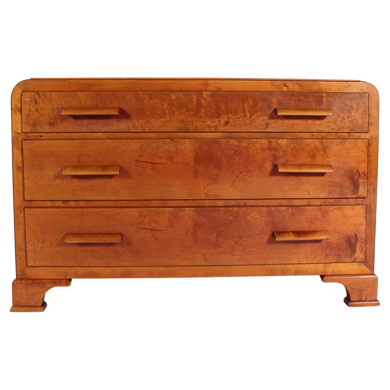 Dänische Art-déco-Kommode im Art-déco-Stil mit 3 Schubladen, hergestellt von dänischem skilled Carpenter, 1930er Jahre
