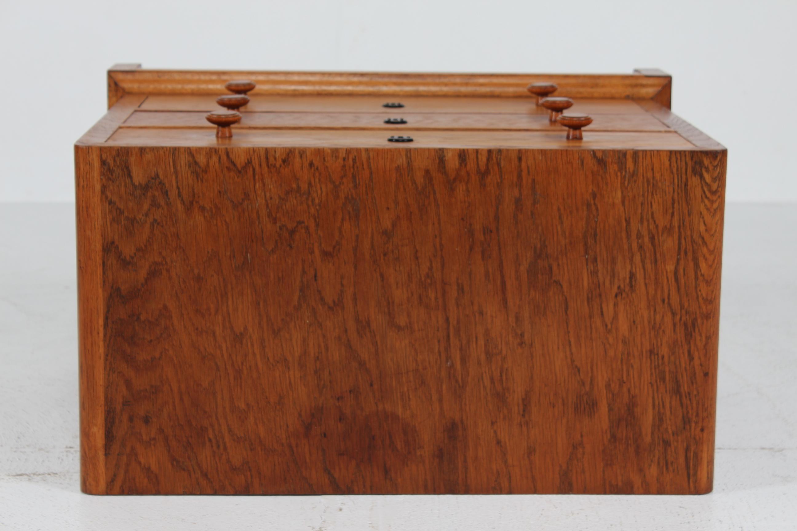 Danish Art Deco Dresser with 3 Drawers of Oak by Danish Skilled Carpenter 1930s 7