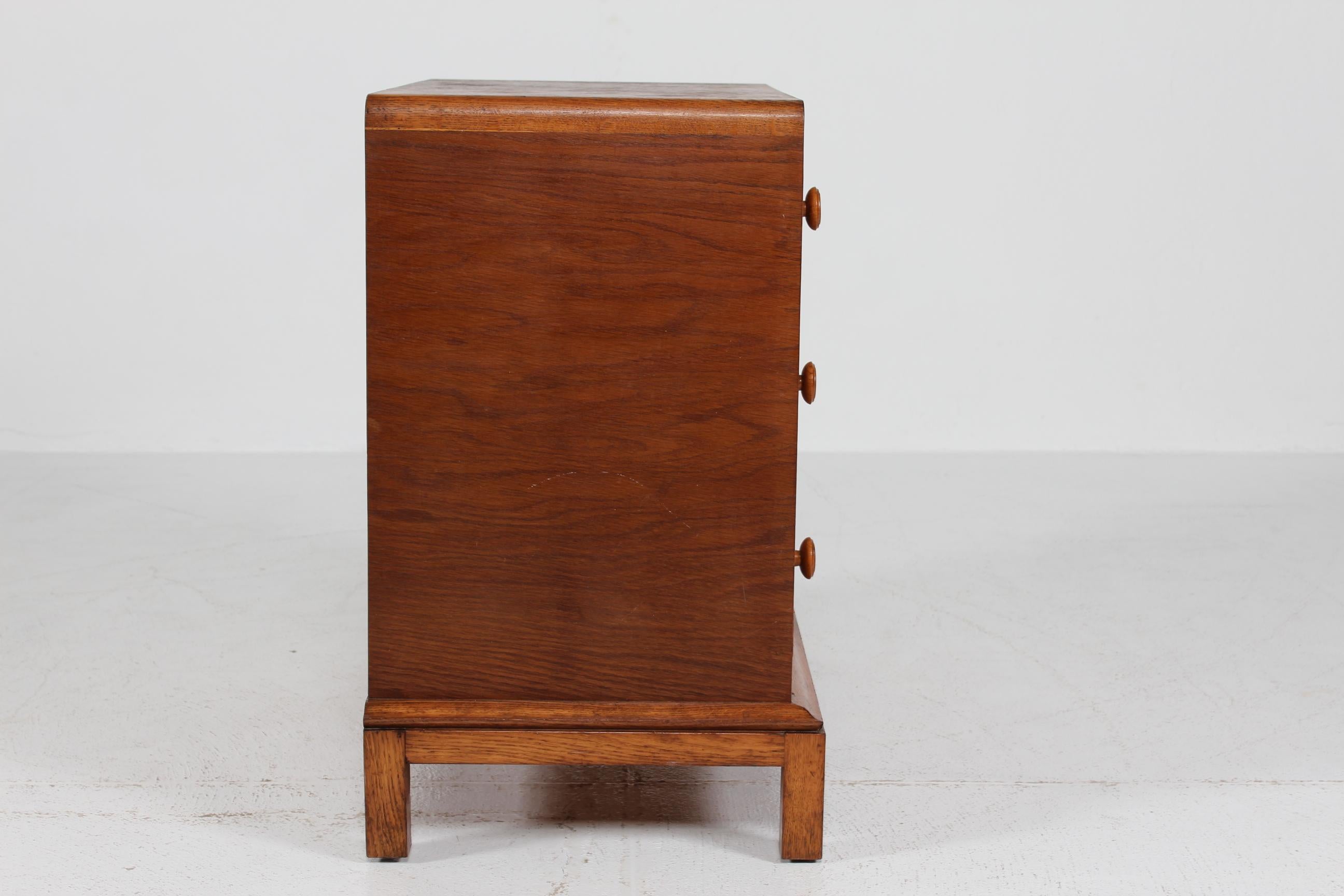 Danish Art Deco Dresser with 3 Drawers of Oak by Danish Skilled Carpenter 1930s 2