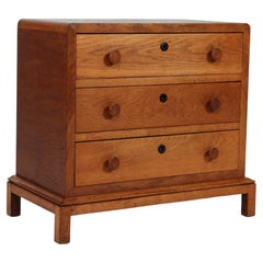 Danish Art Deco Dresser with 3 Drawers of Oak by Danish Skilled Carpenter 1930s