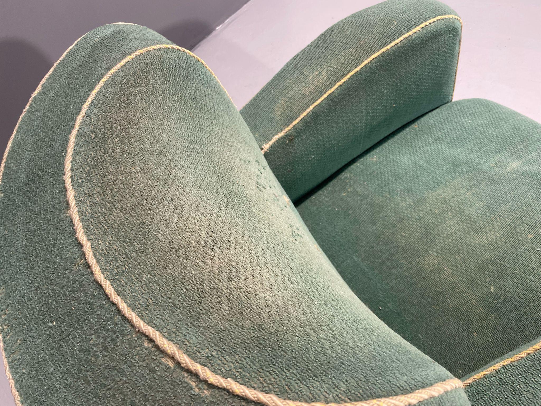 Danish Art Deco / Early Midcentury Lounge Chair in Green Mohair, 1930s–40s 8