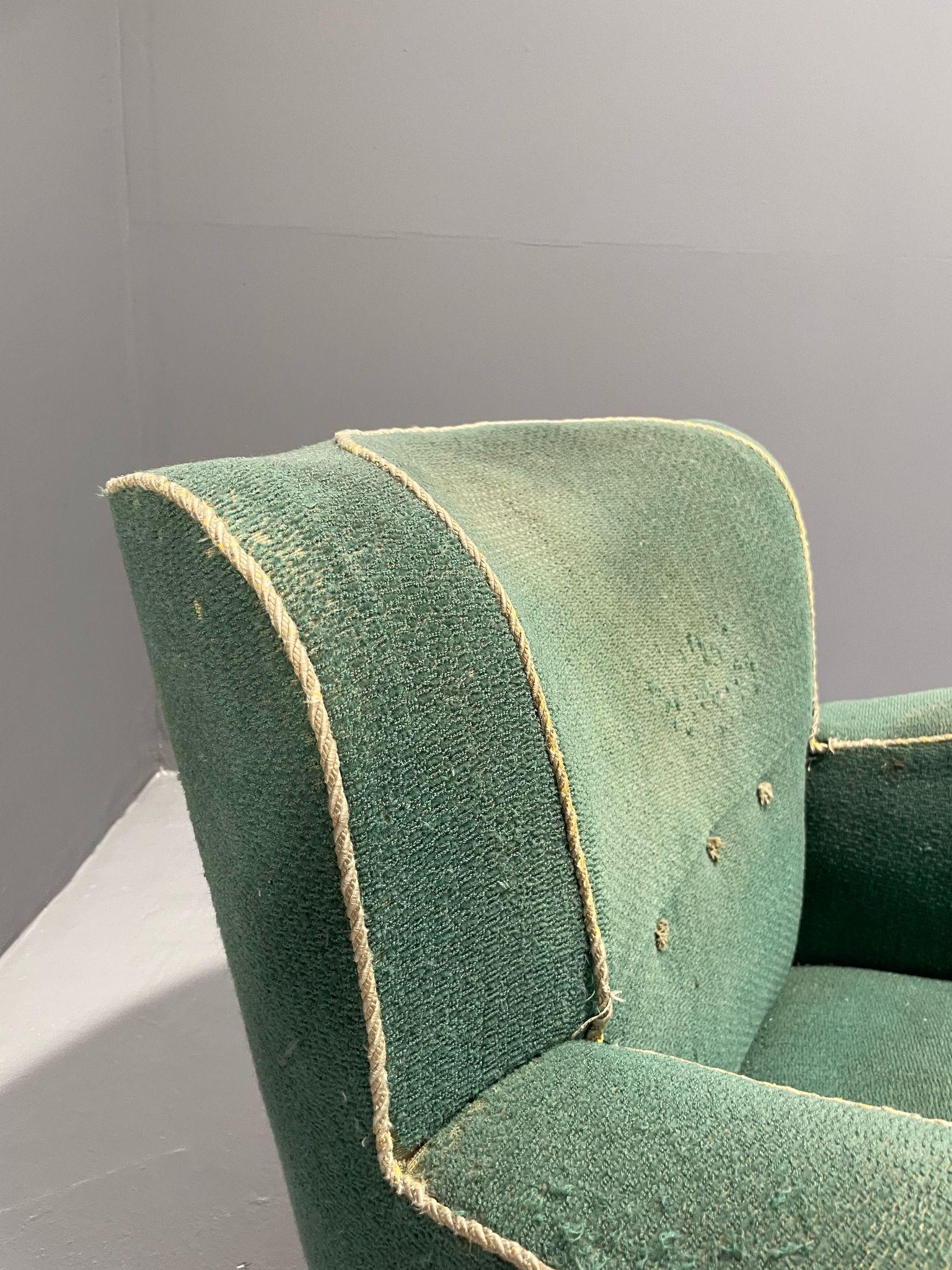 Upholstery Danish Art Deco / Early Midcentury Lounge Chair in Green Mohair, 1930s–40s