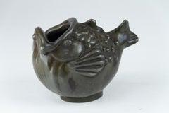 Dänische Art-Déco-Fischvase aus Disko-Metall von Just Andersen, 1930er Jahre.